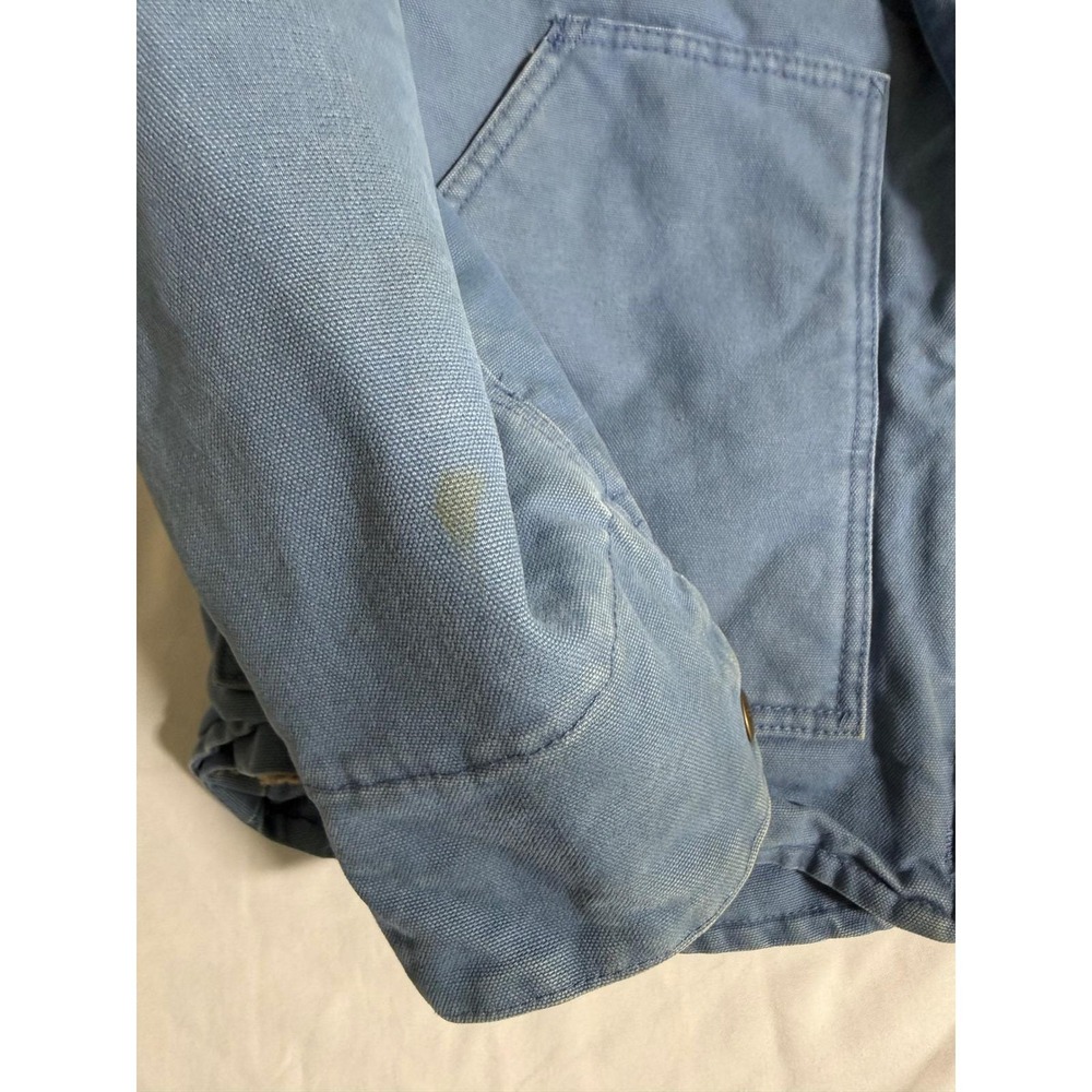 Carhartt Mens Sandstone Sherpa Lined Detroit Jacket Blue Cotton Duck Canvas - Picture 5 of 16